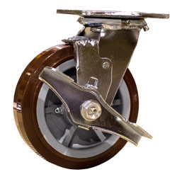 6 Inch Swivel Caster with Polyurethane Tread on Poly Core Wheel