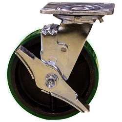 6 Inch Swivel Caster with Polyurethane Tread Wheel - Brake