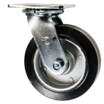 6 Inch Swivel Caster with Rubber Tread on Aluminum Core Wheel and Ball Bearings