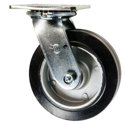 6 Inch Swivel Caster with Rubber Tread on Aluminum Core Wheel and Ball Bearings