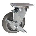 6" Swivel Caster w/ Brake and Thermoplastic Rubber Tread Wheel with Ball Bearings