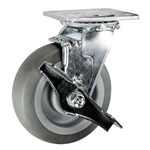 6" Swivel Caster w/ Brake and Thermoplastic Rubber Tread Wheel with Ball Bearings