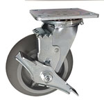 6 inch Swivel Soft Tread Cart Caster with top lock brake