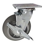 6" Swivel Caster w/ Brake and Thermoplastic Rubber Tread Wheel