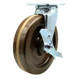 Service Caster Series #30 high temperature swivel caster with 8 inch durable glass filled nylon wheel and brake.
