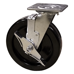 8 Inch Swivel Caster with Phenolic Wheel, Ball Bearings and Brake
