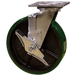 8 Inch Swivel Caster with Polyurethane Tread Wheel, Ball Bearings and Brake