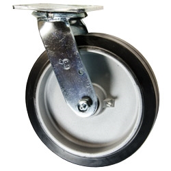 8 Inch Swivel Caster with Rubber Tread on Aluminum Core Wheel and Ball Bearings