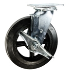 8 Inch Swivel Caster with Rubber Tread Wheel with Ball Bearings and Brake