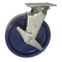 8 Inch Swivel Caster with Brake - Solid Polyurethane Wheel with Ball Bearings