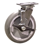 8" Swivel Caster w/ Brake and Thermoplastic Rubber Tread Wheel and Ball Bearings