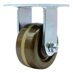 Service Caster Series #30 rigid caster fitted with durable 4 inch diameter by 2 inch wide high temperature phenolic wheel.