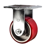 4 Inch Rigid Caster with Red Polyurethane Tread Wheel and Ball Bearings