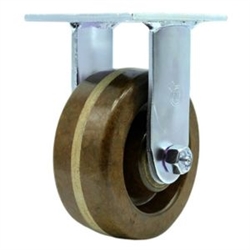 Service Caster Series #30 rigid caster fitted with durable 5 inch diameter by 2 inch wide high temperature phenolic wheel.