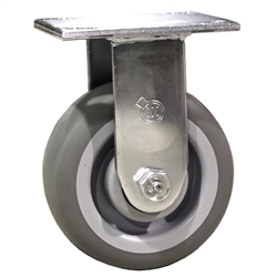 5" Rigid Caster with Thermoplastic Rubber Tread Wheel and Ball Bearings