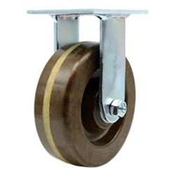 Service Caster Series #30 rigid caster fitted with durable 6 inch diameter by 2 inch wide high temperature phenolic wheel.