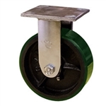 6 Inch Rigid Caster with Green Polyurethane Tread Wheel and Ball Bearings