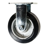 6 Inch Rigid Caster with Rubber Tread on Aluminum Core Wheel and Ball Bearings