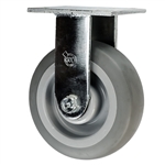 6" Rigid Caster with Flat Thermoplastic Rubber Tread Wheel and Ball Bearings