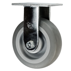 6" Rigid Caster with Flat Thermoplastic Rubber Tread Wheel and Ball Bearings