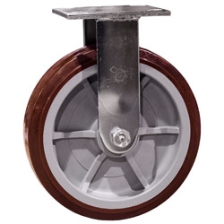 8 Inch Rigid Caster with Polyurethane Tread on Poly Core Wheel and Ball Bearings