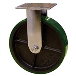 8 Inch Rigid Caster with Green Polyurethane Tread Wheel and Ball Bearings