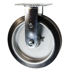 8 Inch Rigid Caster with Rubber Tread on Aluminum Core Wheel and Ball Bearings
