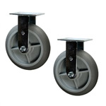 8" Rigid Soft Tread Food Service Cart Caster