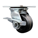 4 Inch Large Plate Swivel Caster with Phenolic Wheel and Brake