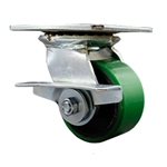 4 Inch Large Top Plate Swivel Caster with Polyurethane Tread Wheel and Brake