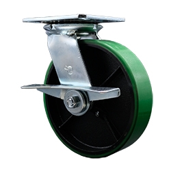 8 Inch Heavy Large Plate Swivel Caster with Polyurethane Tread Wheel and Brake