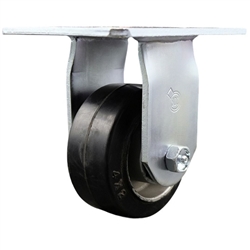 Service Caster Series #35 rigid caster fitted with 4 inch diameter by 2 inch wide moldon rubber tread on aluminum core wheel. 


.