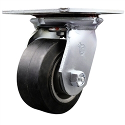 Service Caster Series #35 swivel caster fitted with 4 inch diameter by 2 inch wide moldon rubber tread on aluminum core wheel.



.