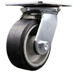 Service Caster Series #35 swivel caster fitted with 5 inch diameter by 2 inch wide moldon rubber tread on aluminum core wheel.






.