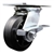 Service Caster Series #35 swivel caster fitted with 5 inch diameter by 2 inch wide moldon rubber tread on metal core wheel and brake.
