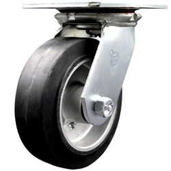 Service Caster Series #35 swivel caster fitted with 6 inch diameter by 2 inch wide moldon rubber tread on aluminum core wheel.









.