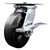 Service Caster Series #35 swivel caster fitted with 6 inch diameter by 2 inch wide moldon rubber tread on metal core wheel and brake.