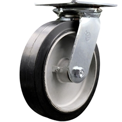 Service Caster Series #35 swivel caster fitted with 8 inch diameter by 2 inch wide moldon rubber tread on aluminum core wheel.












.