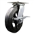 Service Caster Series #35 swivel caster fitted with 8 inch diameter by 2 inch wide moldon rubber tread on metal core wheel and brake.