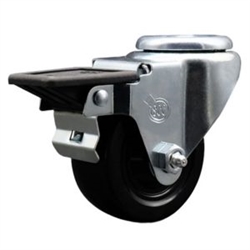 Service Caster #20 Series bolt hole swivel casters with 3 inch hard rubber wheel and posi lock are a versatile caster solution.