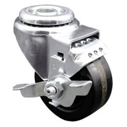 Service Caster #20 Series bolt hole swivel casters with 3 inch phenolic wheel and brake are a versatile caster solution.