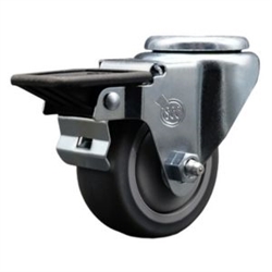Bolt hole swivel casters with 3 inch thermoplastic rubber tread wheel and posi lock