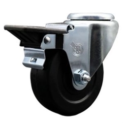 Service Caster #20 Series bolt hole swivel casters with 3-1/2 inch hard rubber wheel and posi lock are a versatile caster solution.