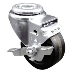 Service Caster #20 Series bolt hole swivel casters with 3-1/2 inch phenolic wheel and brake are a versatile caster solution.