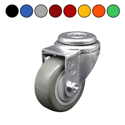 3-1/2" Bolt Hole Swivel Caster with Polyurethane Tread Wheel