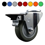 3-1/2 inch bolt hole swivel caster with polyurethane tread wheel and posi lock brake