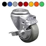 3-1/2 Inch Bolt Hole Swivel Caster with Polyurethane Tread Wheel and Brake
