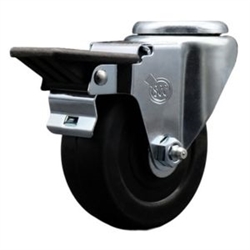 Service Caster #20 Series bolt hole swivel casters with 3-1/2 inch soft rubber wheel and posi lock are a versatile caster solution.