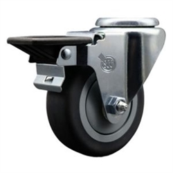 Bolt hole swivel casters with 3-1/2 inch thermoplastic rubber tread wheel and posi lock