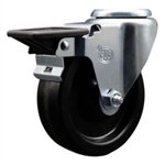 Service Caster #20 Series bolt hole swivel casters with 4 inch phenolic wheel and posi lock are a versatile caster solution.